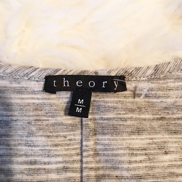 Theory Gallabrate Gray Stripe Lightweight Cotton knit Sleeveless Tank Dress M - Picture 6 of 11